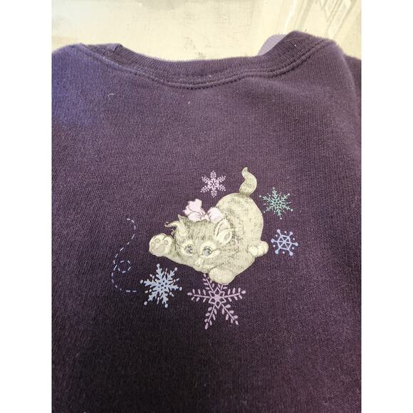 VTG Morning Sun Purple Kittens Winter Snowflake Sweatshirt Grandmacore - Picture 4 of 7
